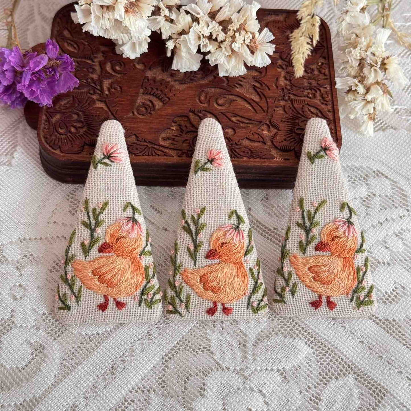 Duckling & Pink Blossoms Hairpin