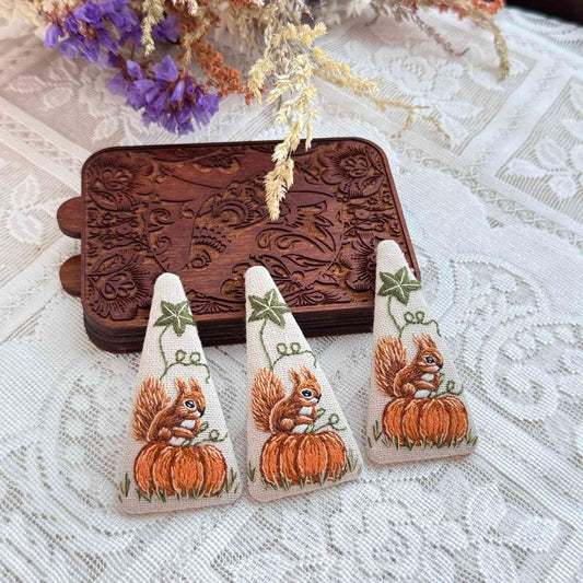 Autumn Pumpkin Squirrel Hairpin