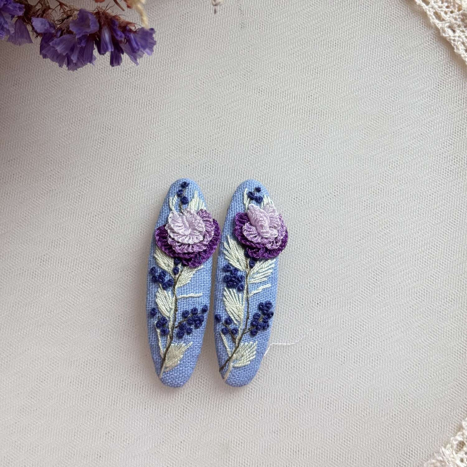 Purple rose and blueberries hairpins