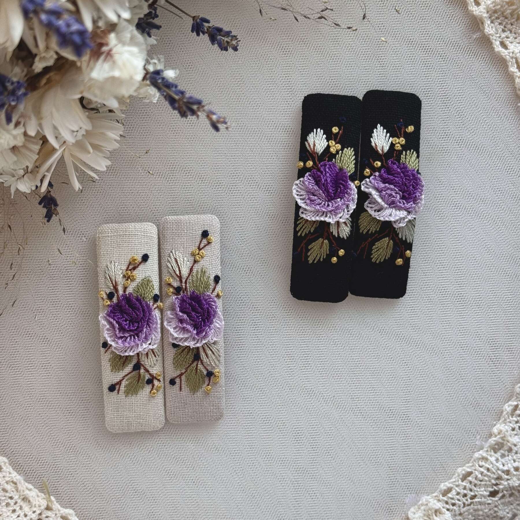 Purple roses hairpins