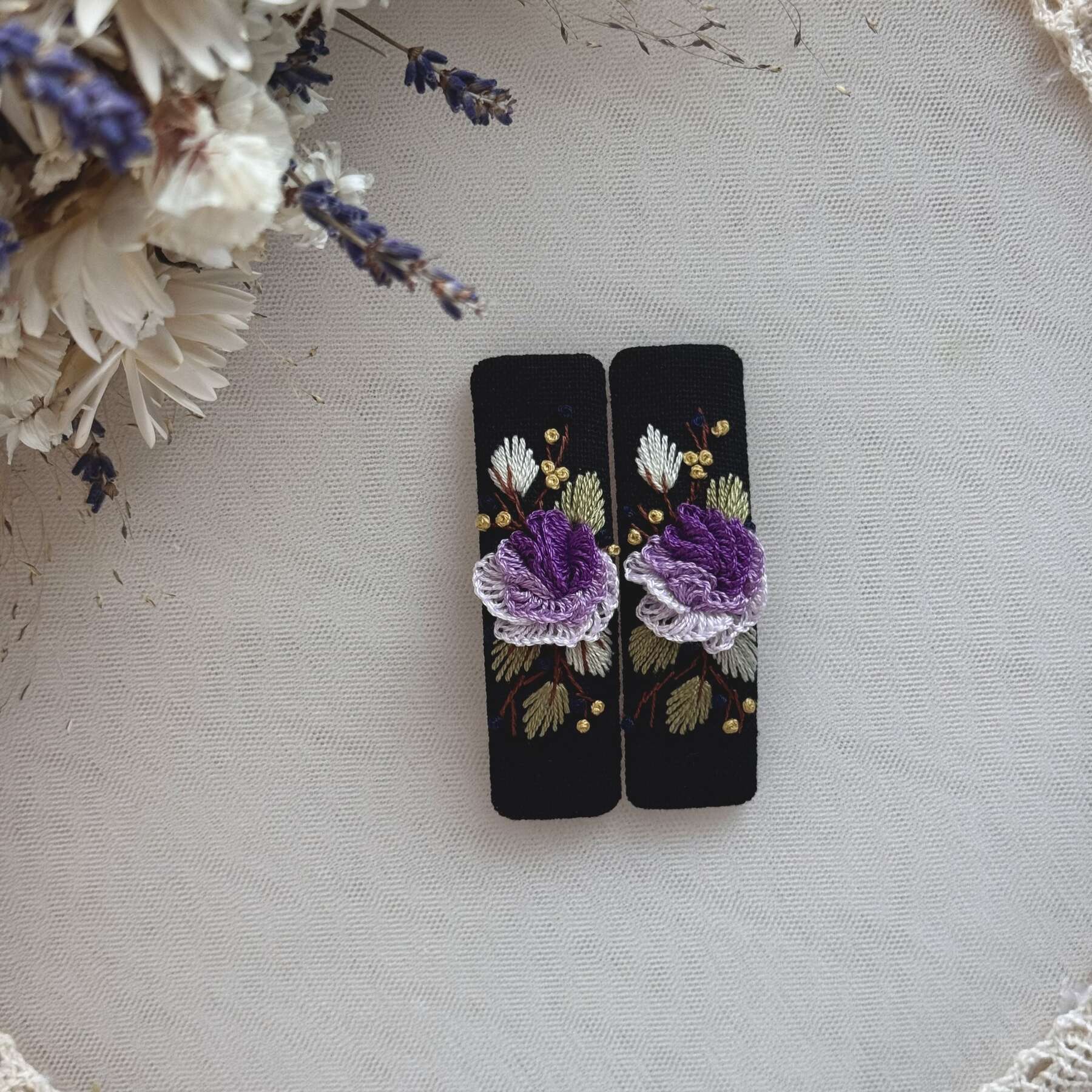 Purple roses hairpins