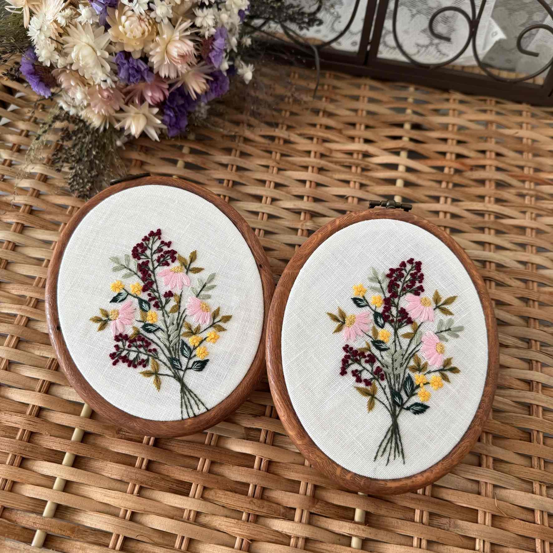 Pink flower and wild berry handkerchief