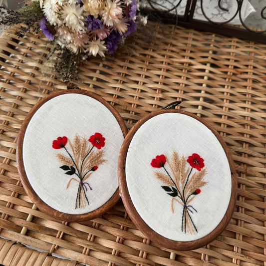 Red Poppy & Wheat Handkerchief
