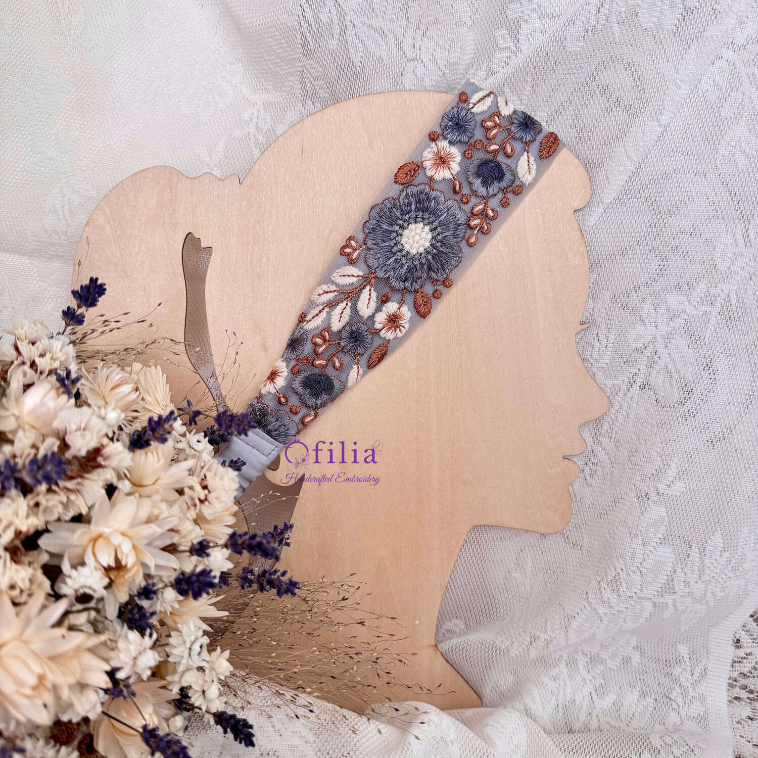 Sininen pitsipanta - Ofilia Handmade