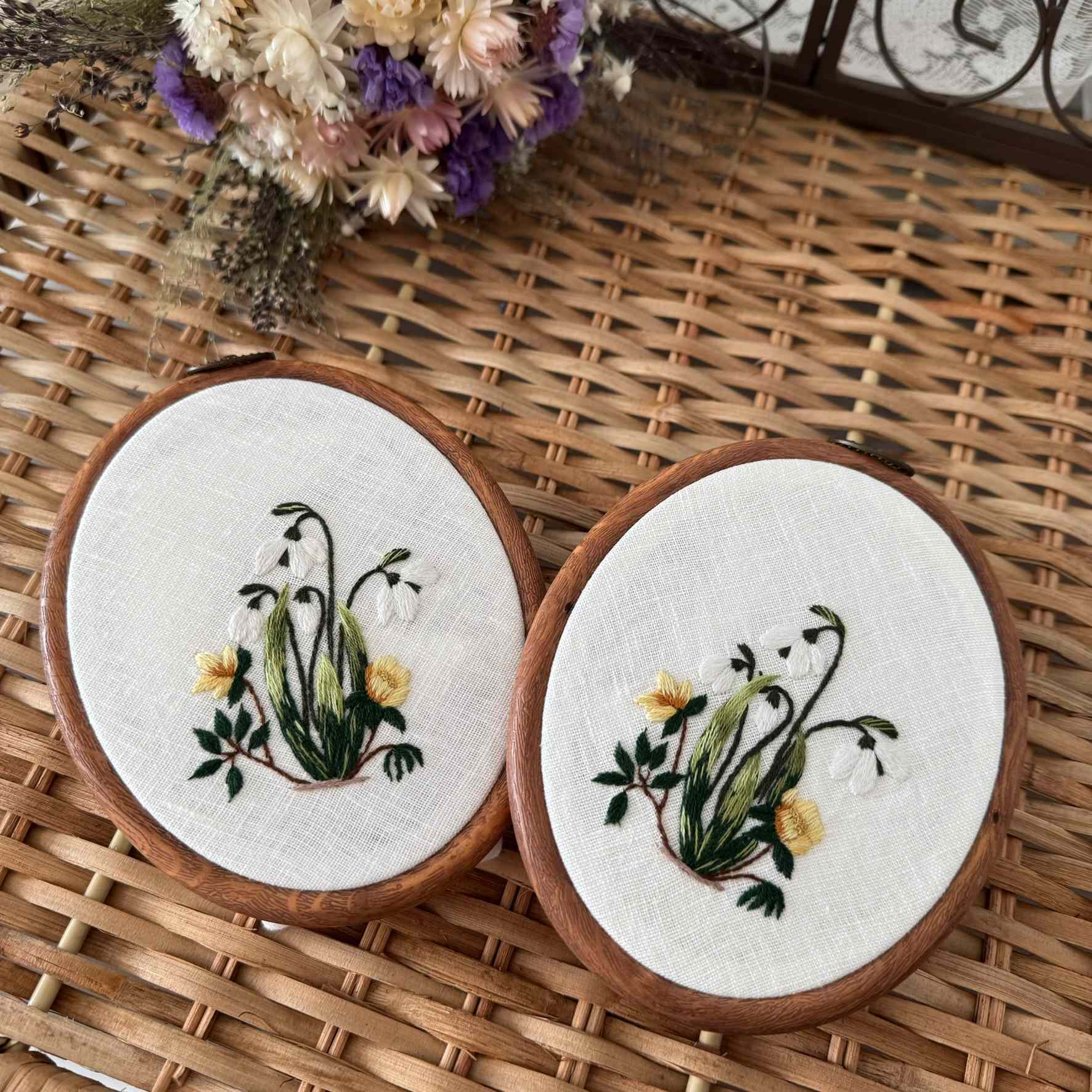 Snowdrop and marsh marigold handkerchief