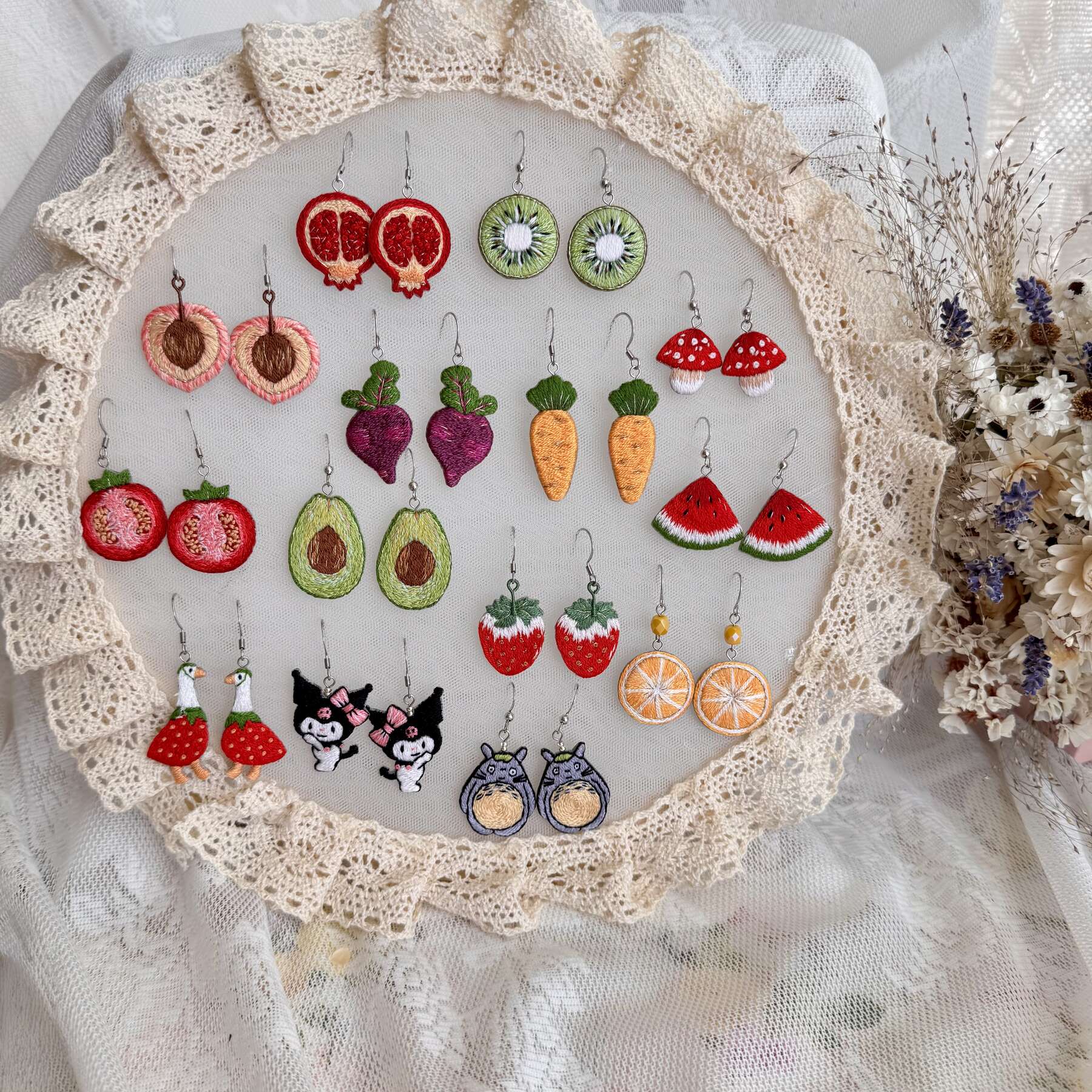 Käsin kirjotut korvakorut, Totoro-aiheinen kuvio